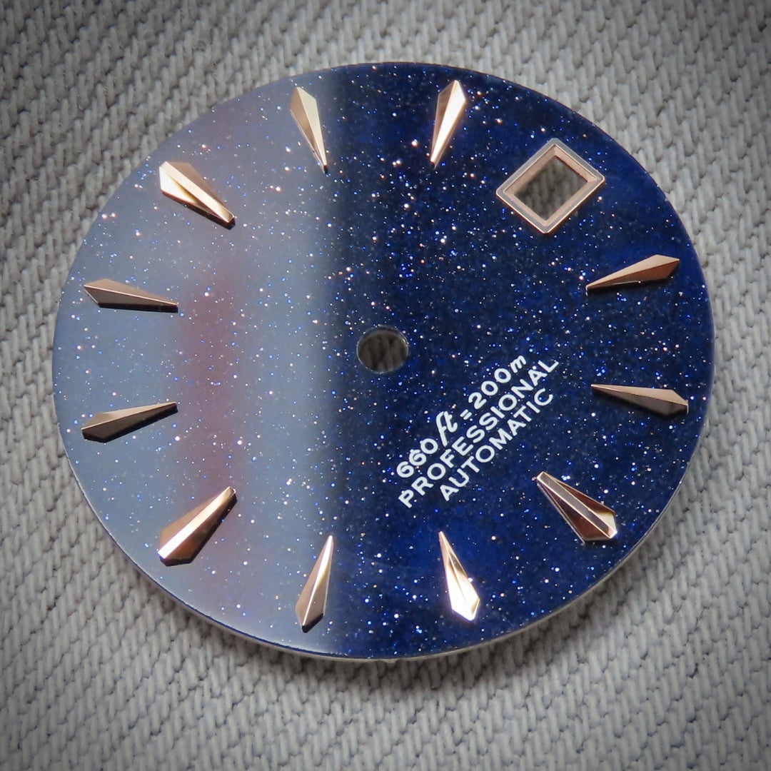 Stone Dial Mod Dial maker - Blue gold Stone dial With Rose gold Indices For Seiko ...