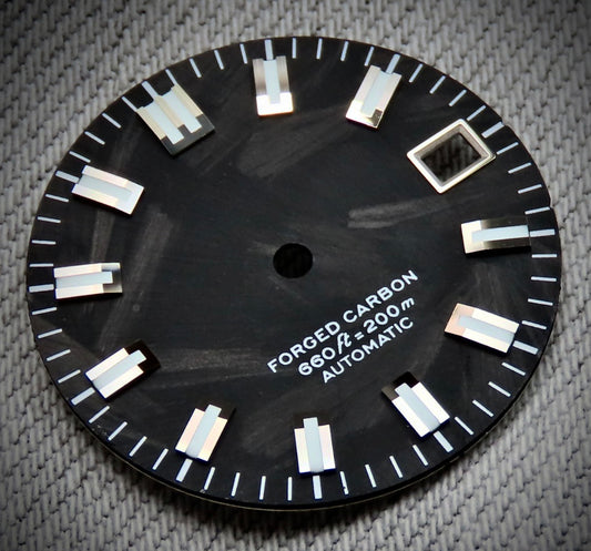 Dial Maker -  Black Forged Carbon  Dial For Seiko Mod