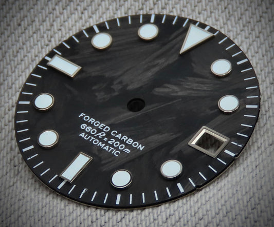 Dial Maker -  Black Forged Carbon  Dial For Seiko Mod