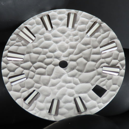 Dial Maker -Hammered Pattern Silver Dial For Seiko Mod