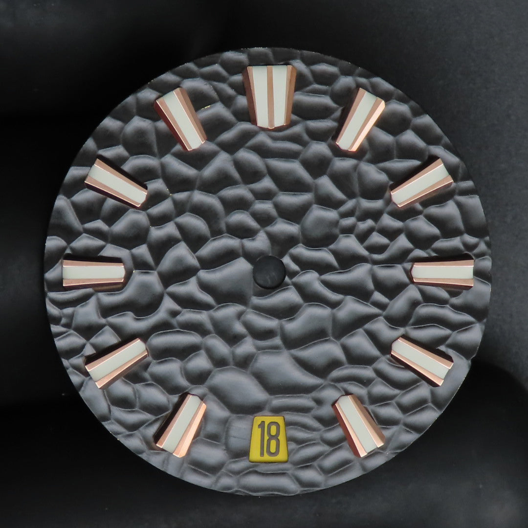 Dial Maker -Hammered Pattern Black Dial For Seiko Mod
