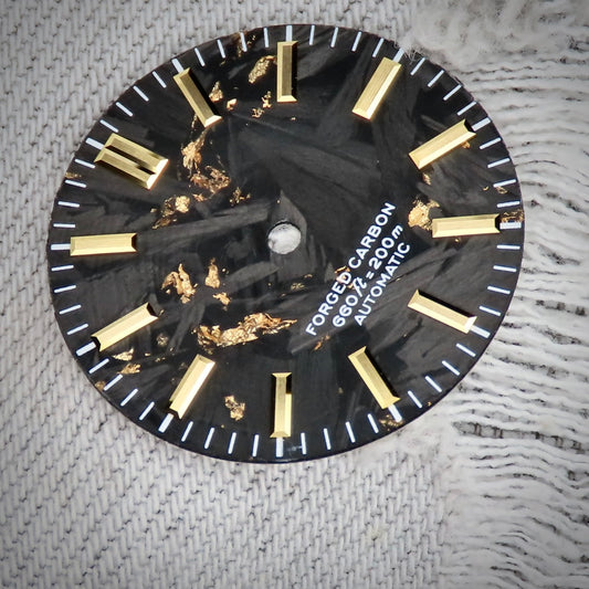 Dial Maker - Gold leaf Forged Carbon Dial NO DATE For 9015/9075/NH34/35/