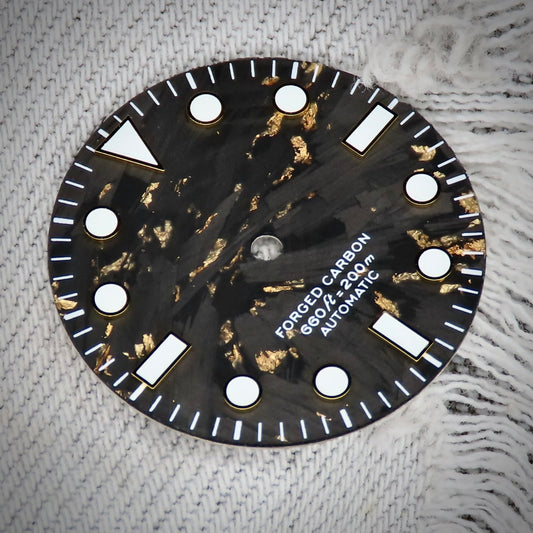 Dial Maker -  Gold Leaf Forged Carbon DialNO DATE For 9015/9075/NH34/35
