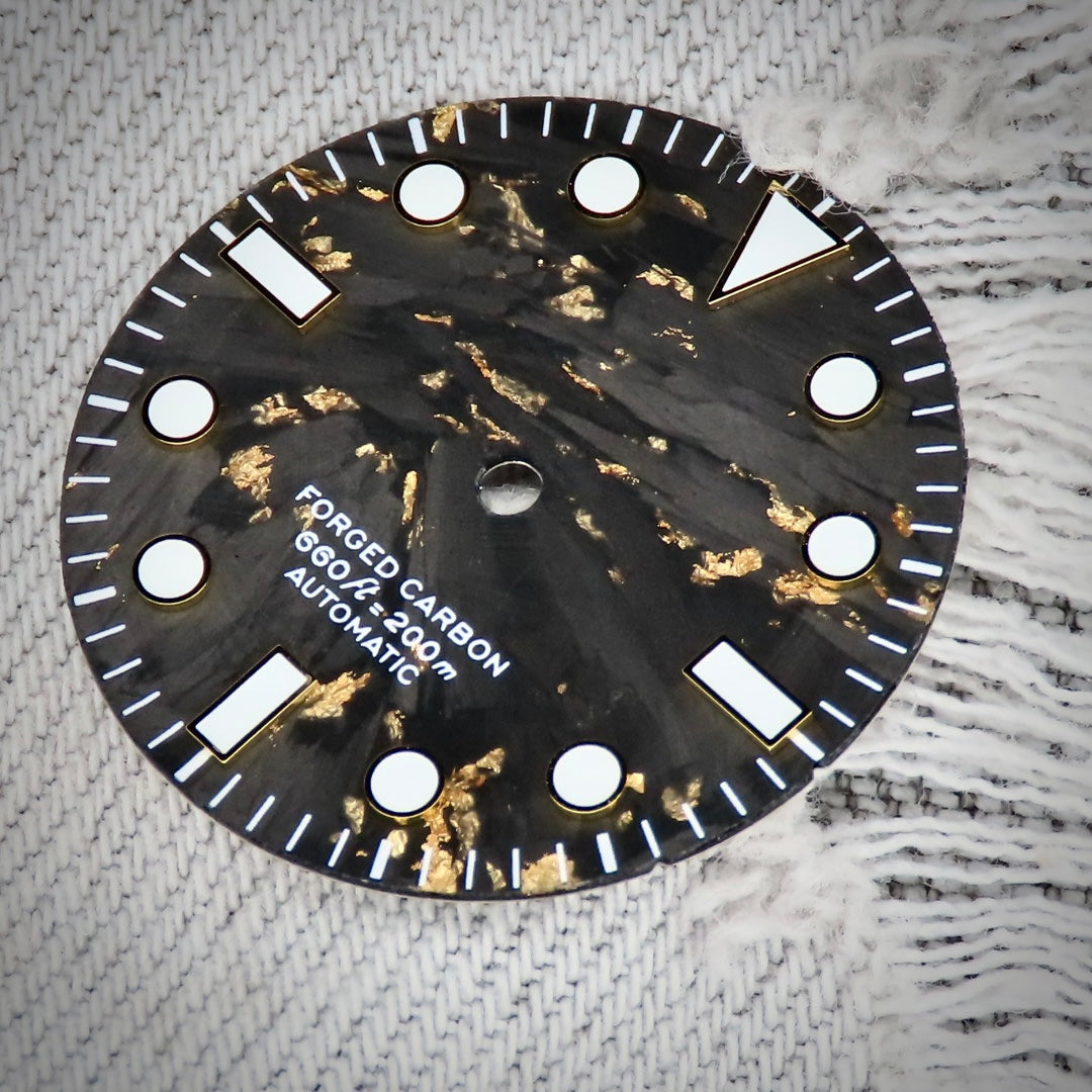 Dial Maker -  Gold Leaf Forged Carbon DialNO DATE For 9015/9075/NH34/35