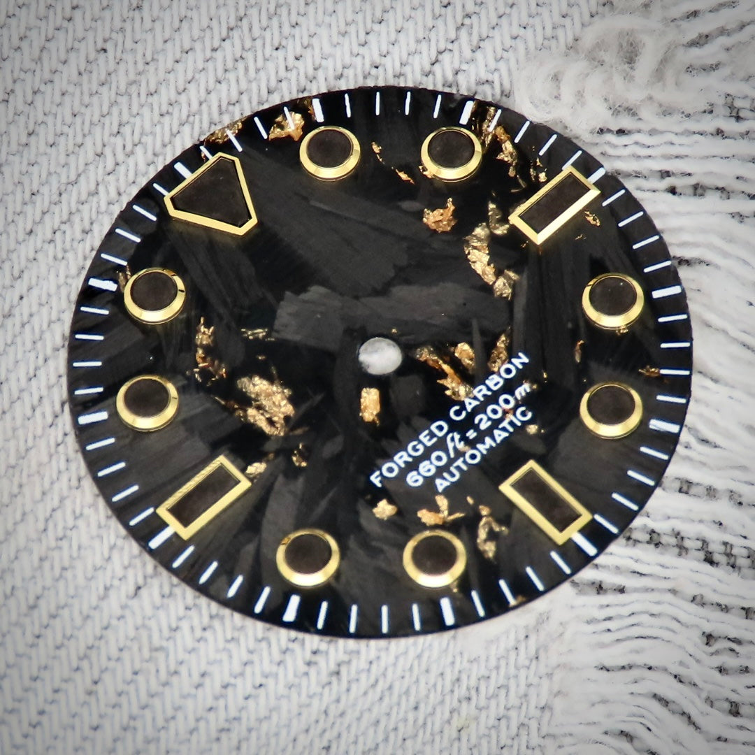 Dial Maker -  Gold Leaf Forged Carbon DialNO DATE For 9015/9075/NH34/35