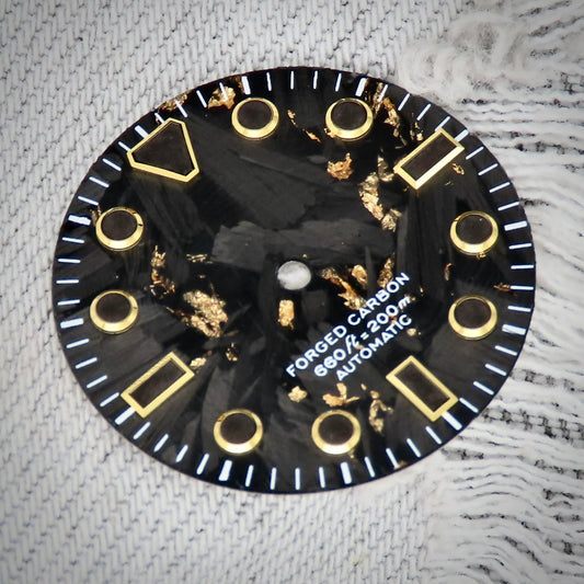 Dial Maker -  Gold Leaf Forged Carbon DialNO DATE For 9015/9075/NH34/35