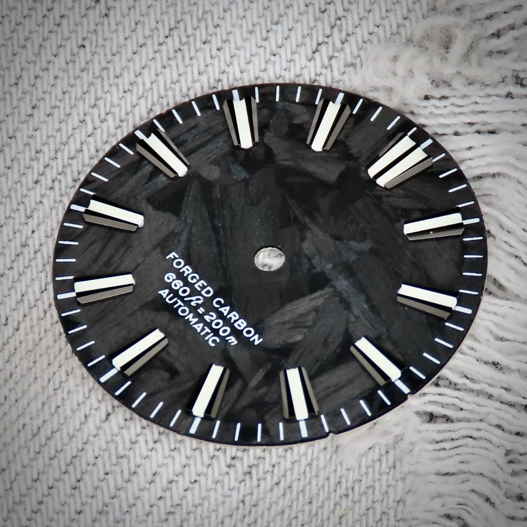 Dial Maker -  Black Forged Carbon Dial NO DATE For 9015/9075/ NH34/35