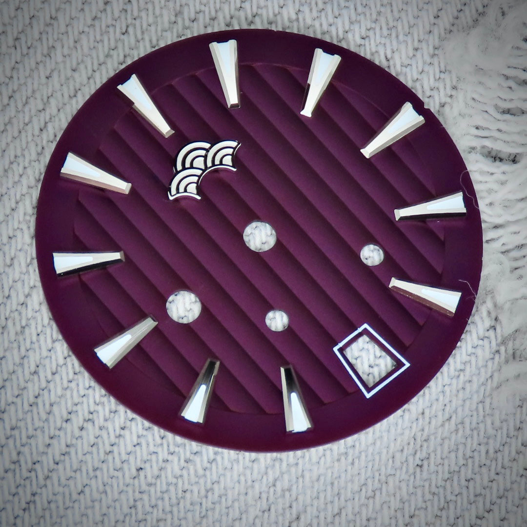 Dial Maker -Plated Purple Geneva stripes Dial For Seiko Mod