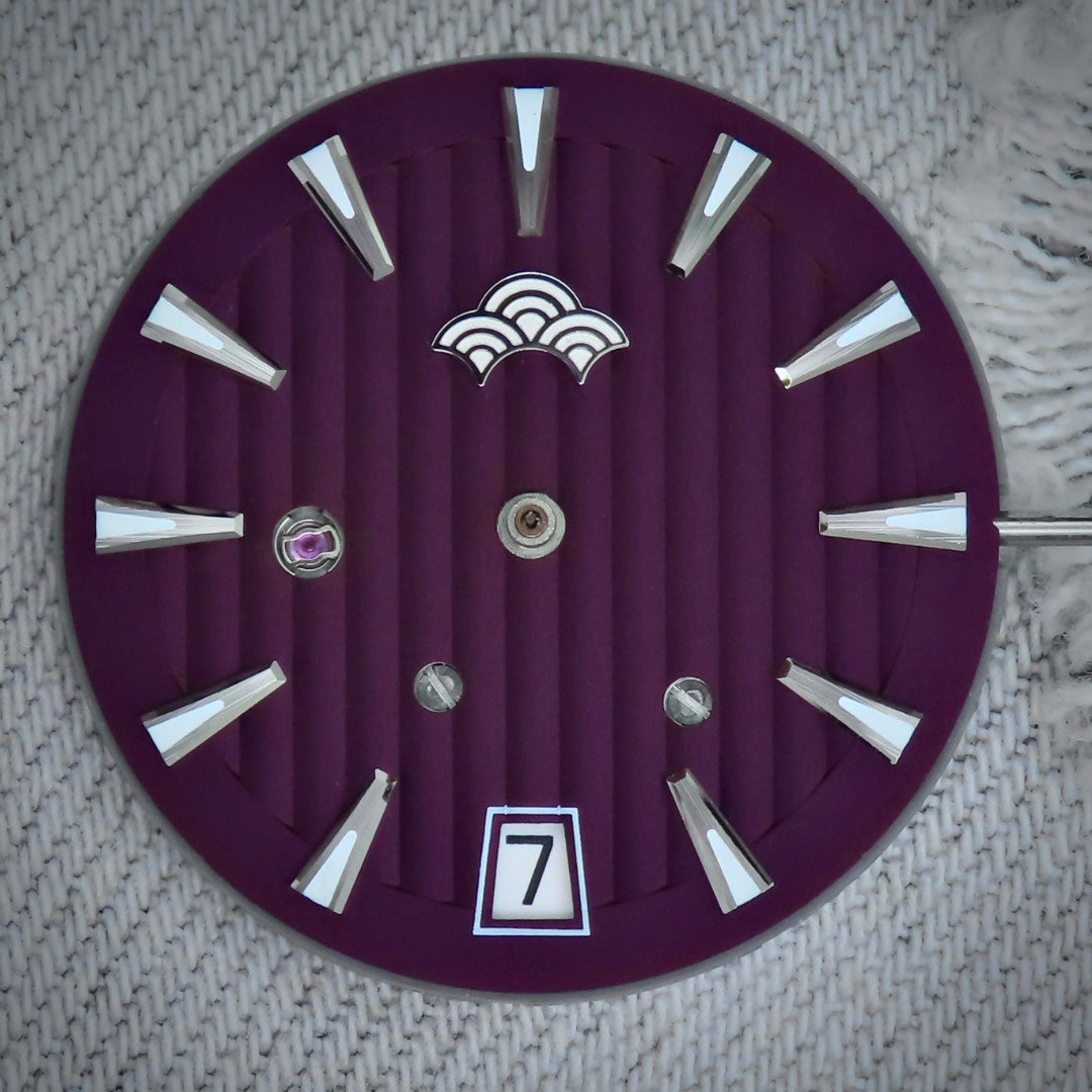 Dial Maker -Plated Purple Geneva stripes Dial For Seiko Mod