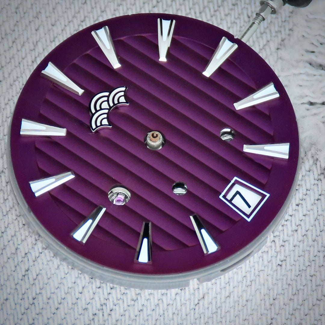 Dial Maker -Plated Purple Geneva stripes Dial For Seiko Mod