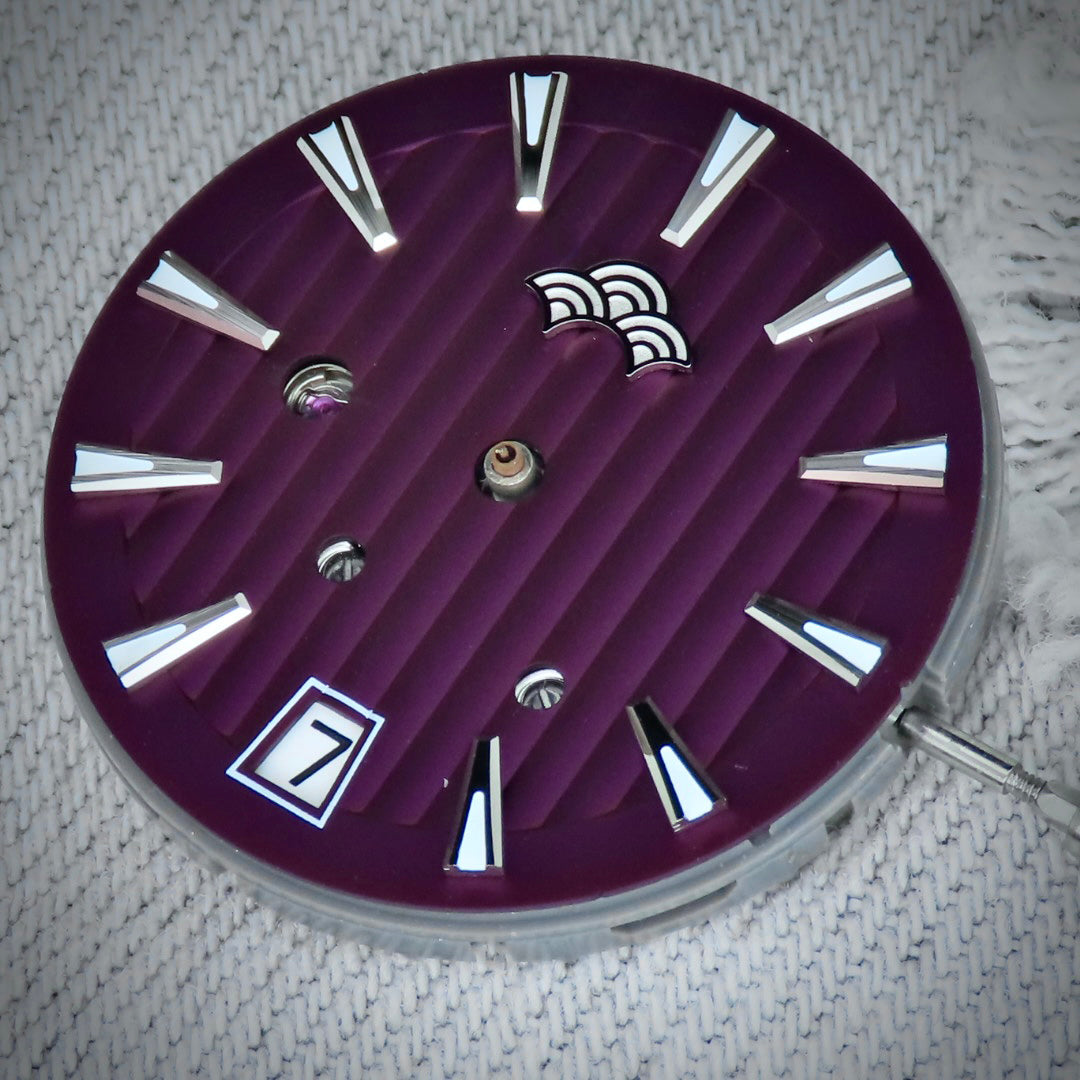 Dial Maker -Plated Purple Geneva stripes Dial For Seiko Mod