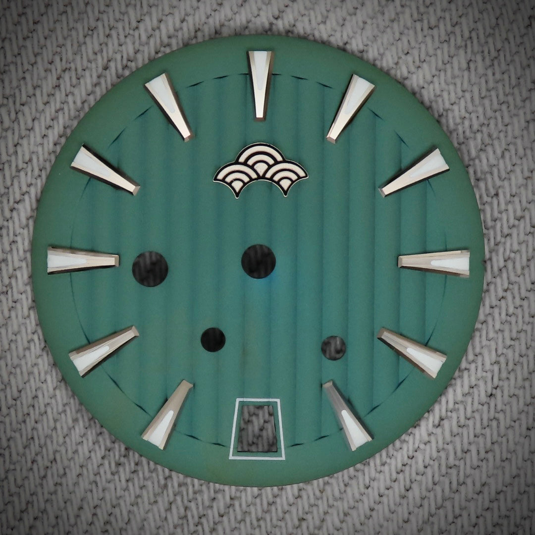 Dial Maker -Plated Green Geneva stripes Dial For Seiko Mod