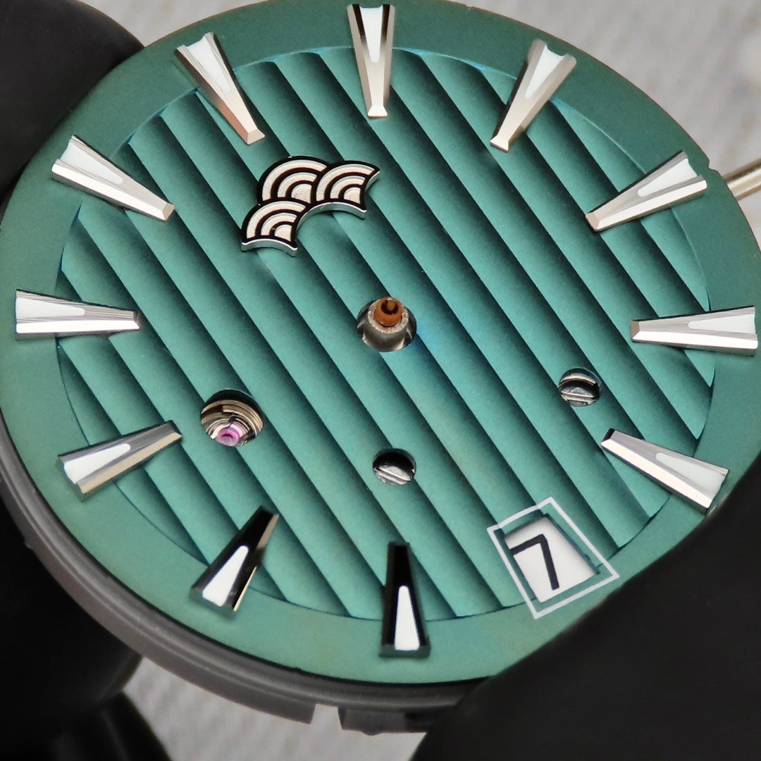 Dial Maker -Plated Green Geneva stripes Dial For Seiko Mod
