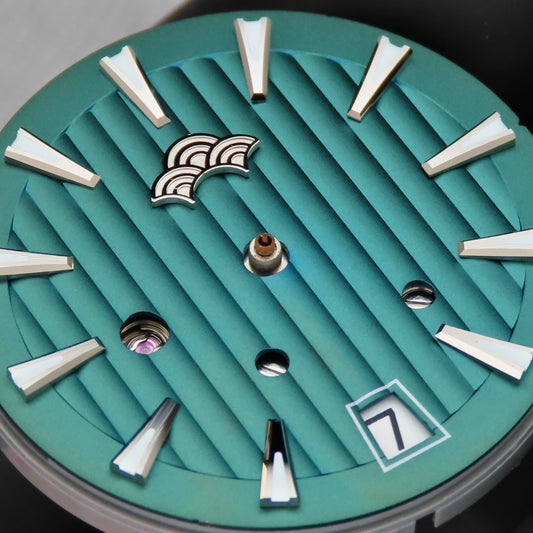 Dial Maker -Plated Green Geneva stripes Dial For Seiko Mod