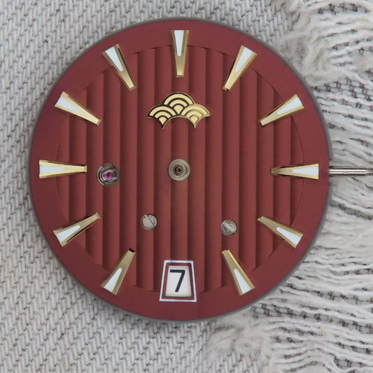 Dial Maker -Plated Red Geneva stripes Dial For Seiko Mod
