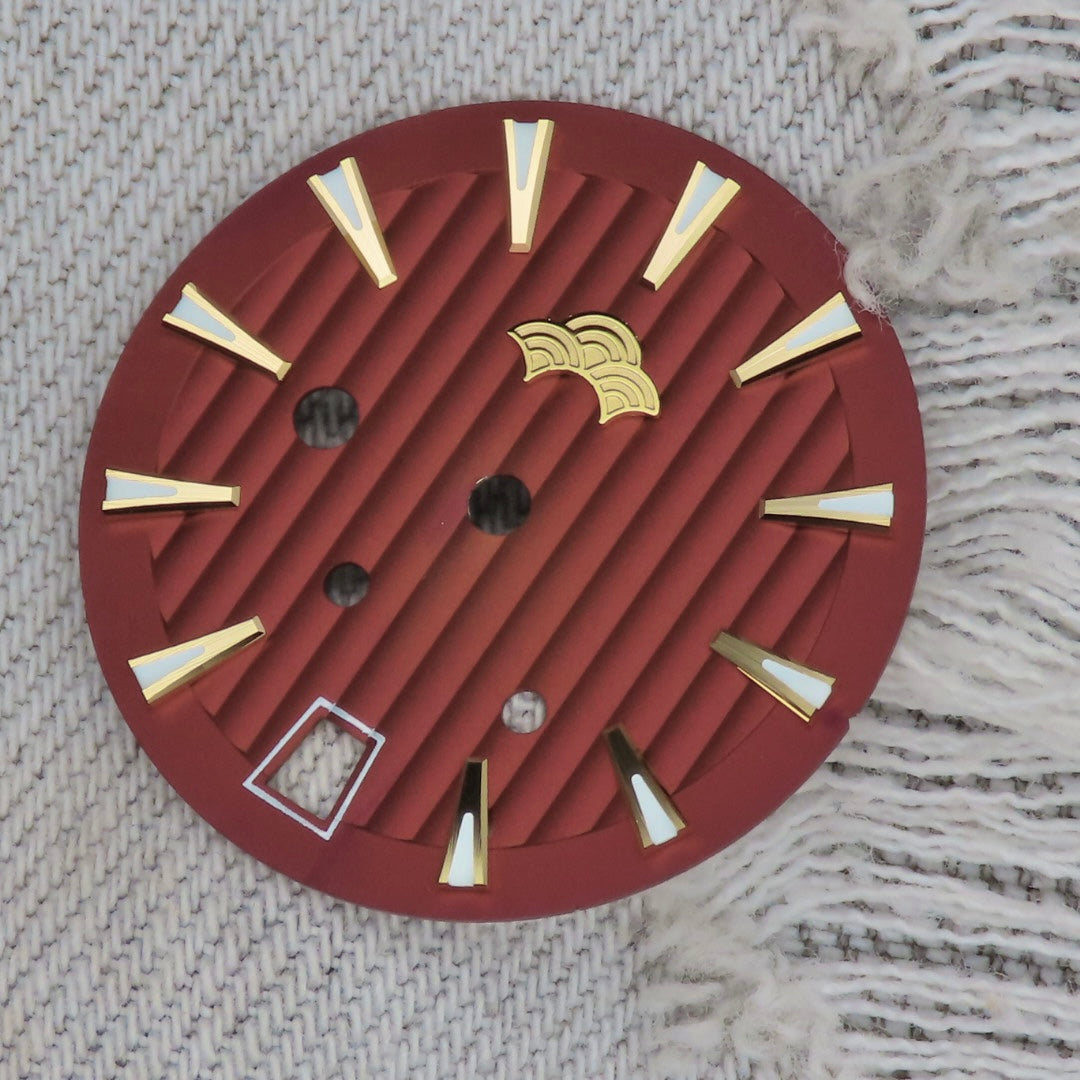 Dial Maker -Plated Red Geneva stripes Dial For Seiko Mod