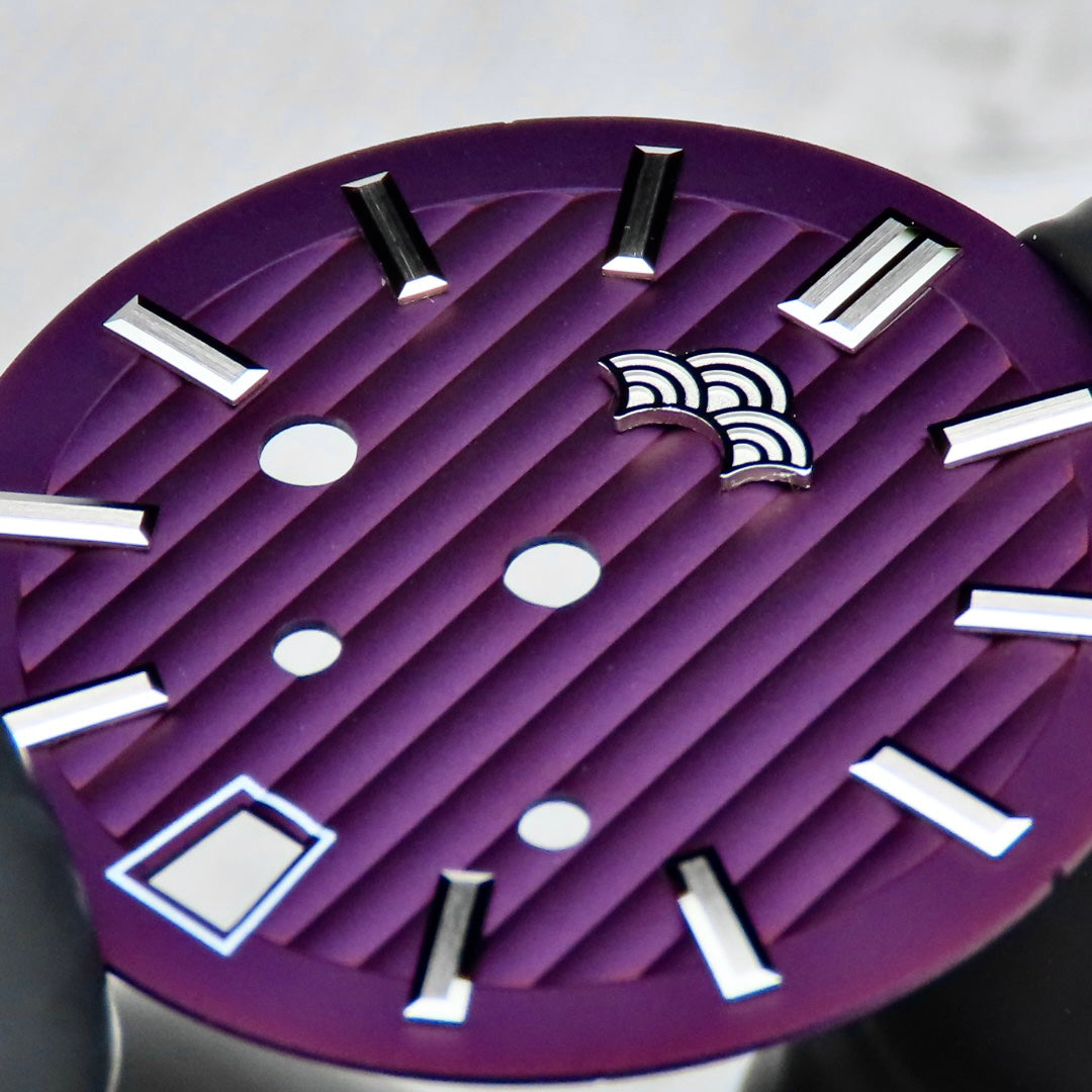 Dial Maker -Plated Purple Geneva stripes Dial For Seiko Mod