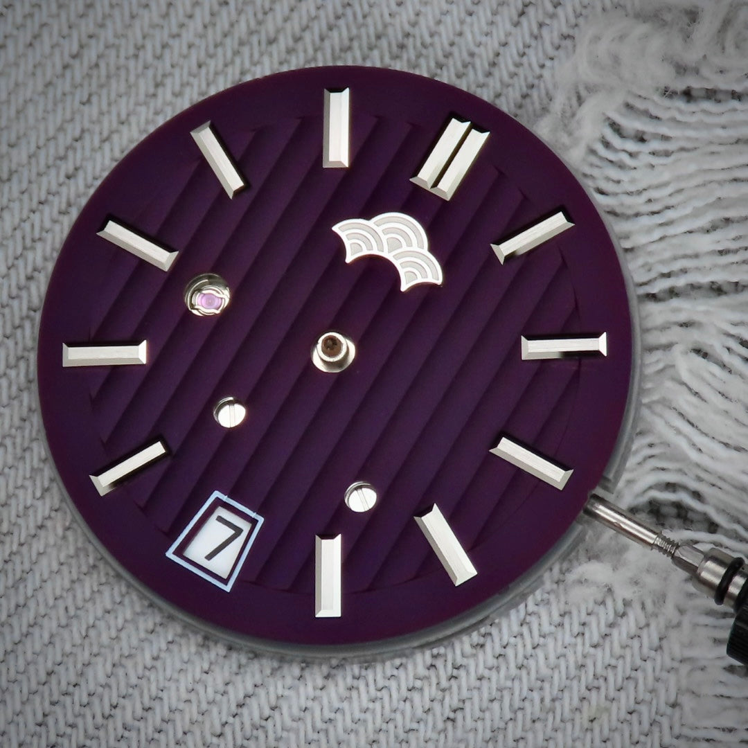 Dial Maker -Plated Purple Geneva stripes Dial For Seiko Mod