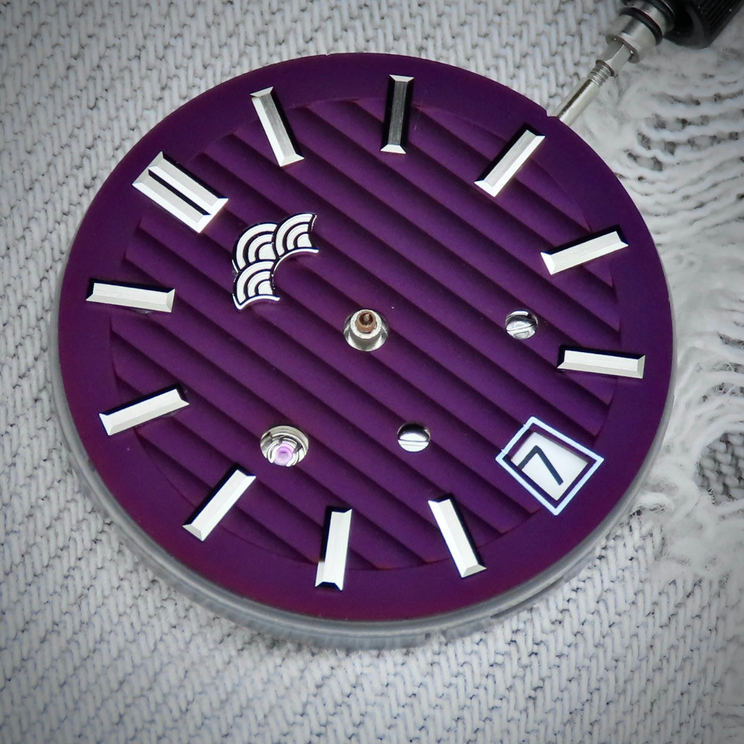 Dial Maker -Plated Purple Geneva stripes Dial For Seiko Mod