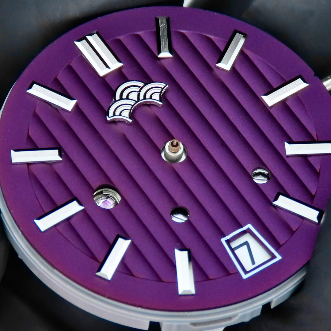Dial Maker -Plated Purple Geneva stripes Dial For Seiko Mod