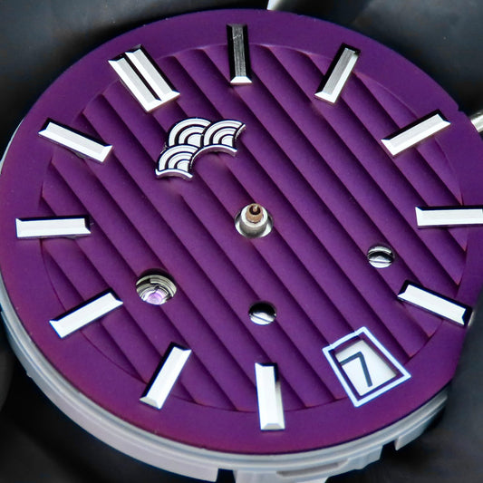 Dial Maker -Plated Purple Geneva stripes Dial For Seiko Mod