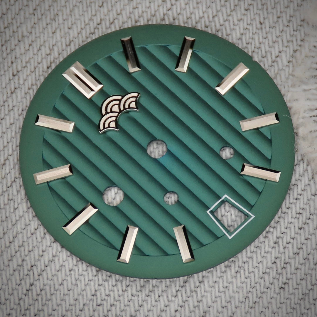 Dial Maker -Plated Green Geneva stripes Dial For Seiko Mod