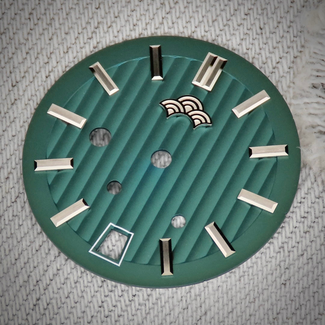Dial Maker -Plated Green Geneva stripes Dial For Seiko Mod