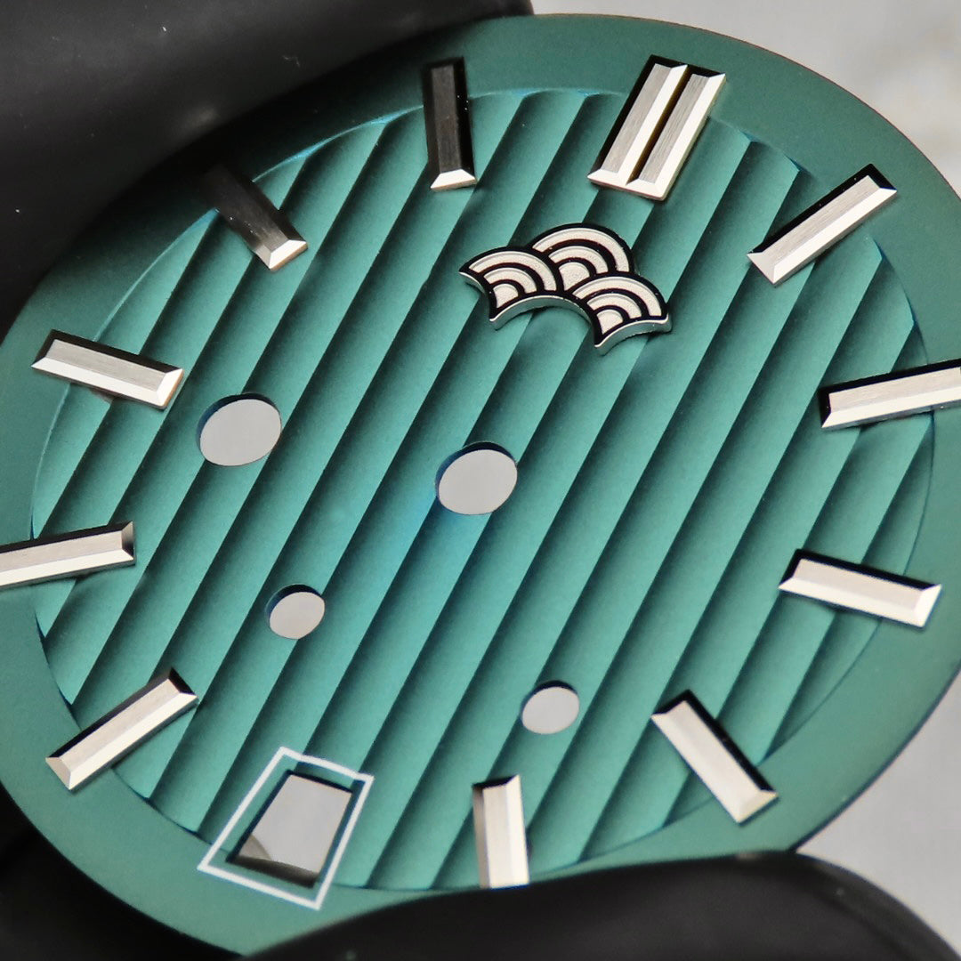 Dial Maker -Plated Green Geneva stripes Dial For Seiko Mod