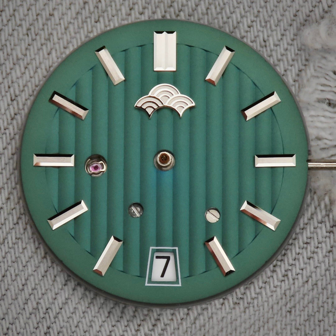 Dial Maker -Plated Green Geneva stripes Dial For Seiko Mod