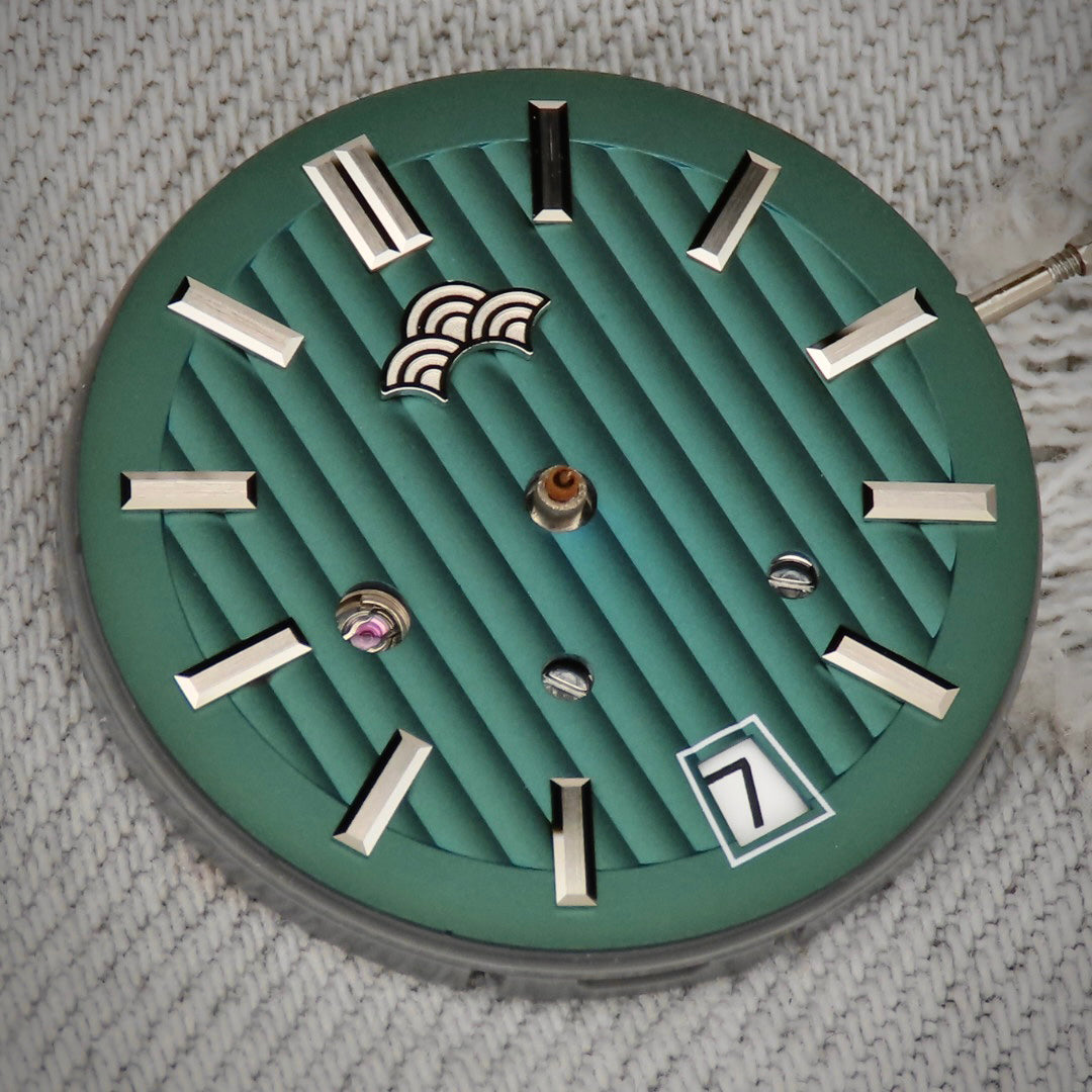 Dial Maker -Plated Green Geneva stripes Dial For Seiko Mod