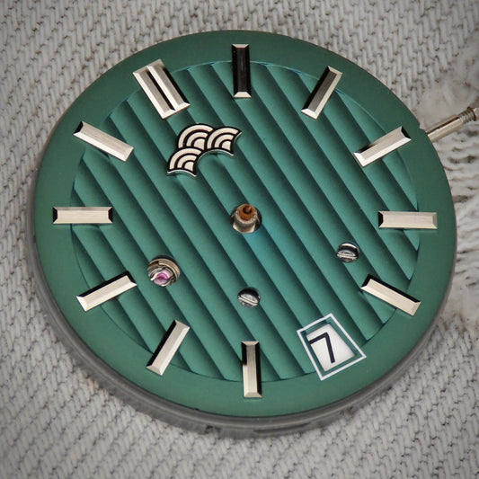 Dial Maker -Plated Green Geneva stripes Dial For Seiko Mod