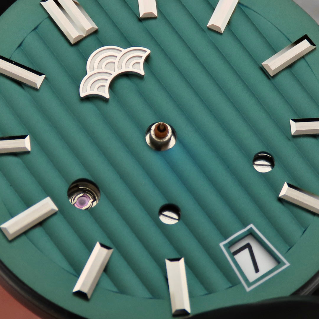 Dial Maker -Plated Green Geneva stripes Dial For Seiko Mod