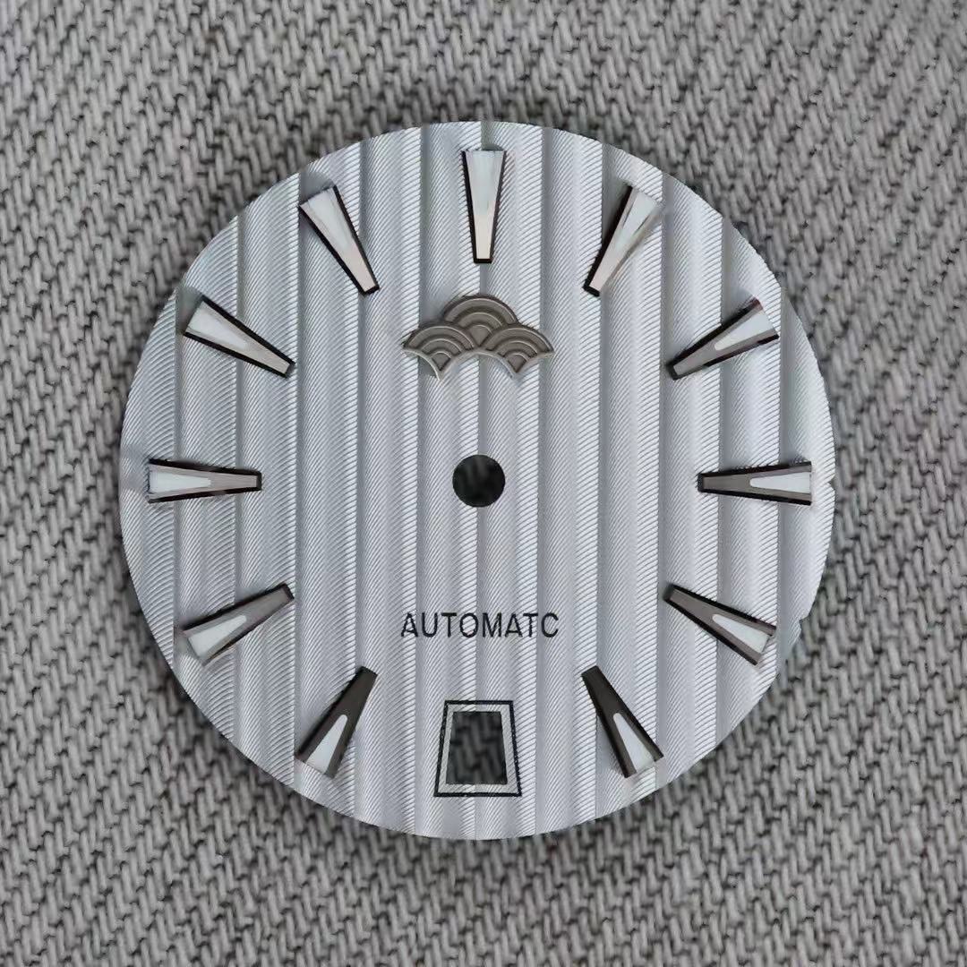 Dial Maker -Plated Silver Geneva stripes Dial For Seiko Mod