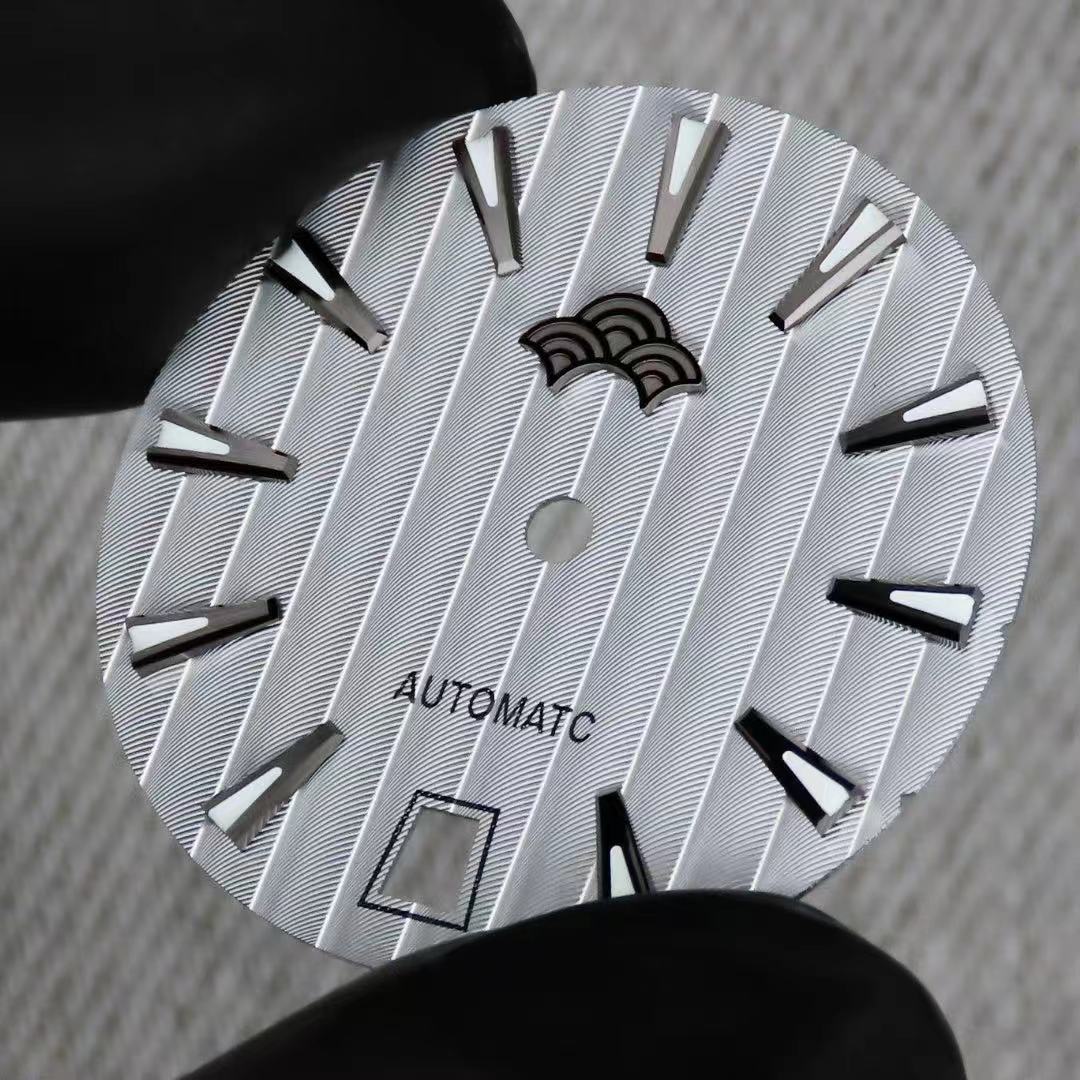 Dial Maker -Plated Silver Geneva stripes Dial For Seiko Mod