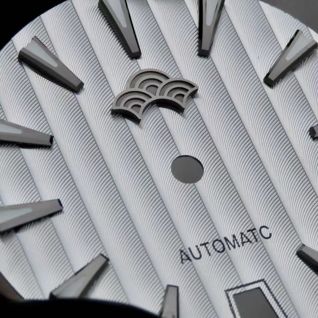 Dial Maker -Plated Silver Geneva stripes Dial For Seiko Mod