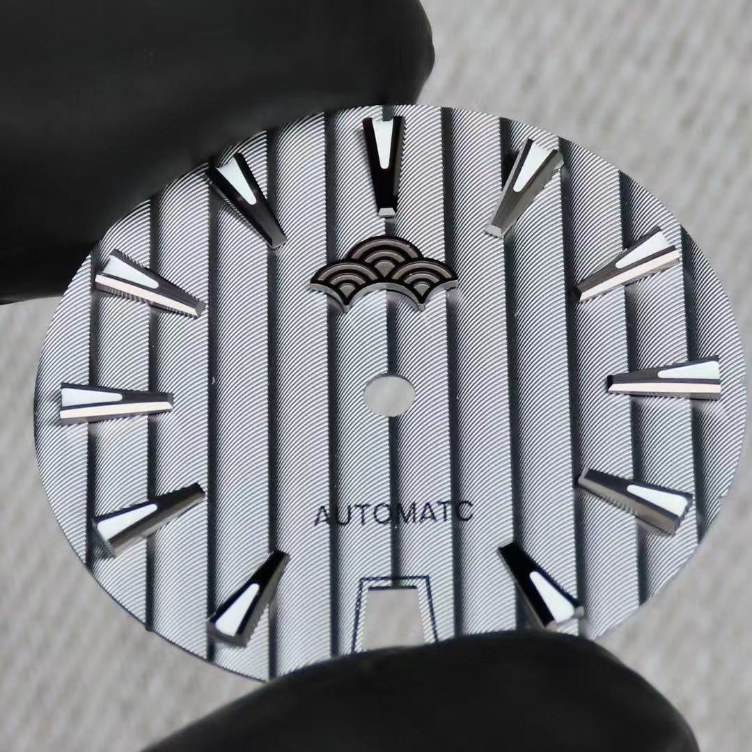 Dial Maker -Plated Silver Geneva stripes Dial For Seiko Mod