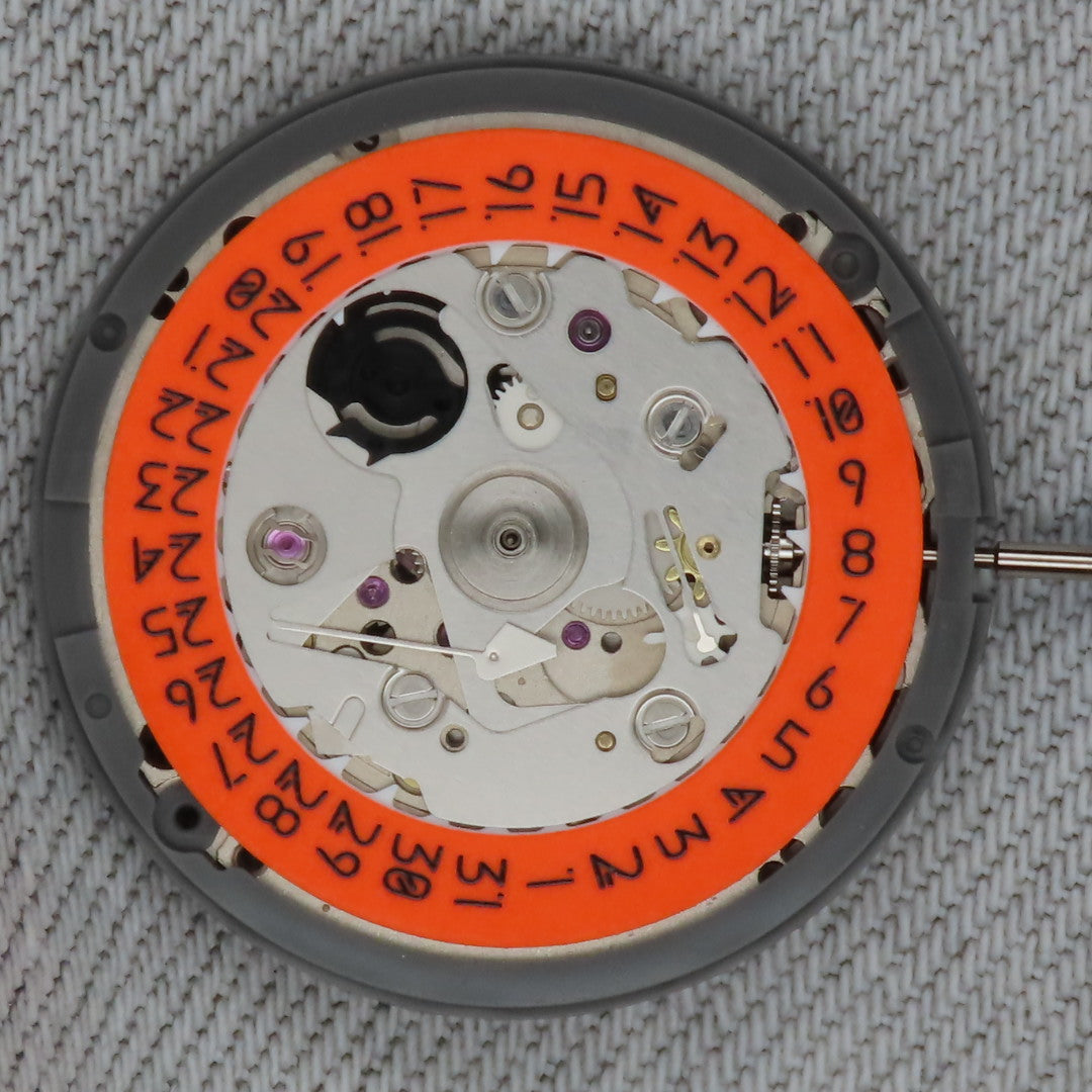 Malaysia Made-Seiko (TMI) NH35 Movement  With Full Orange Lume date wheel