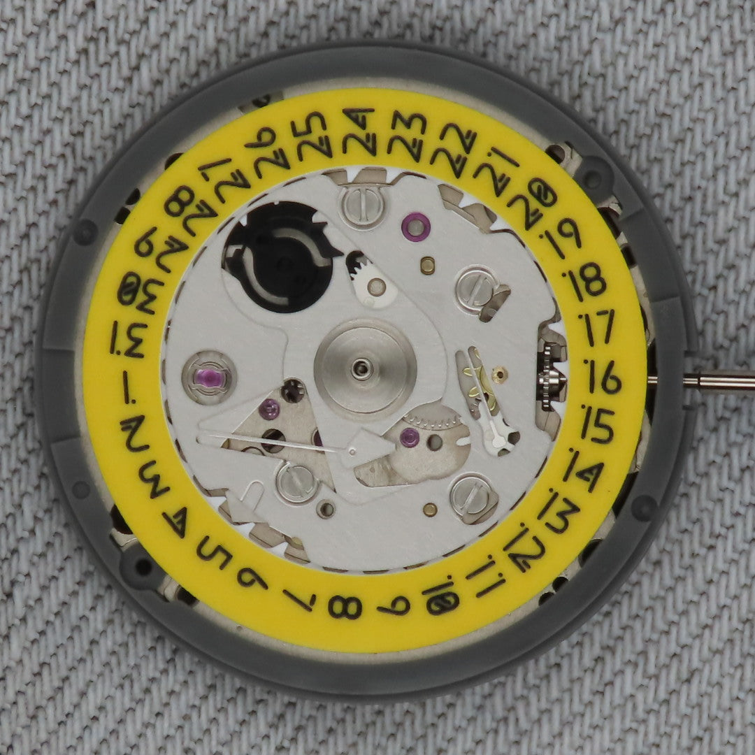 Malaysia Made-Seiko (TMI) NH35 Movement  With Full Yellow Lume date wheel