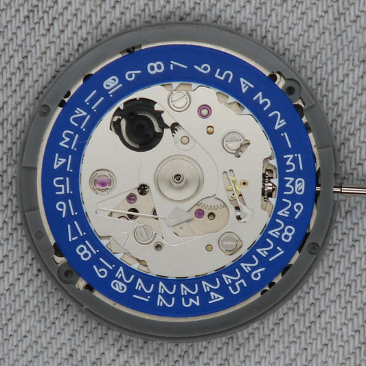 Malaysia Made-Seiko (TMI) NH35 Movement  With Full Blue Lume date wheel