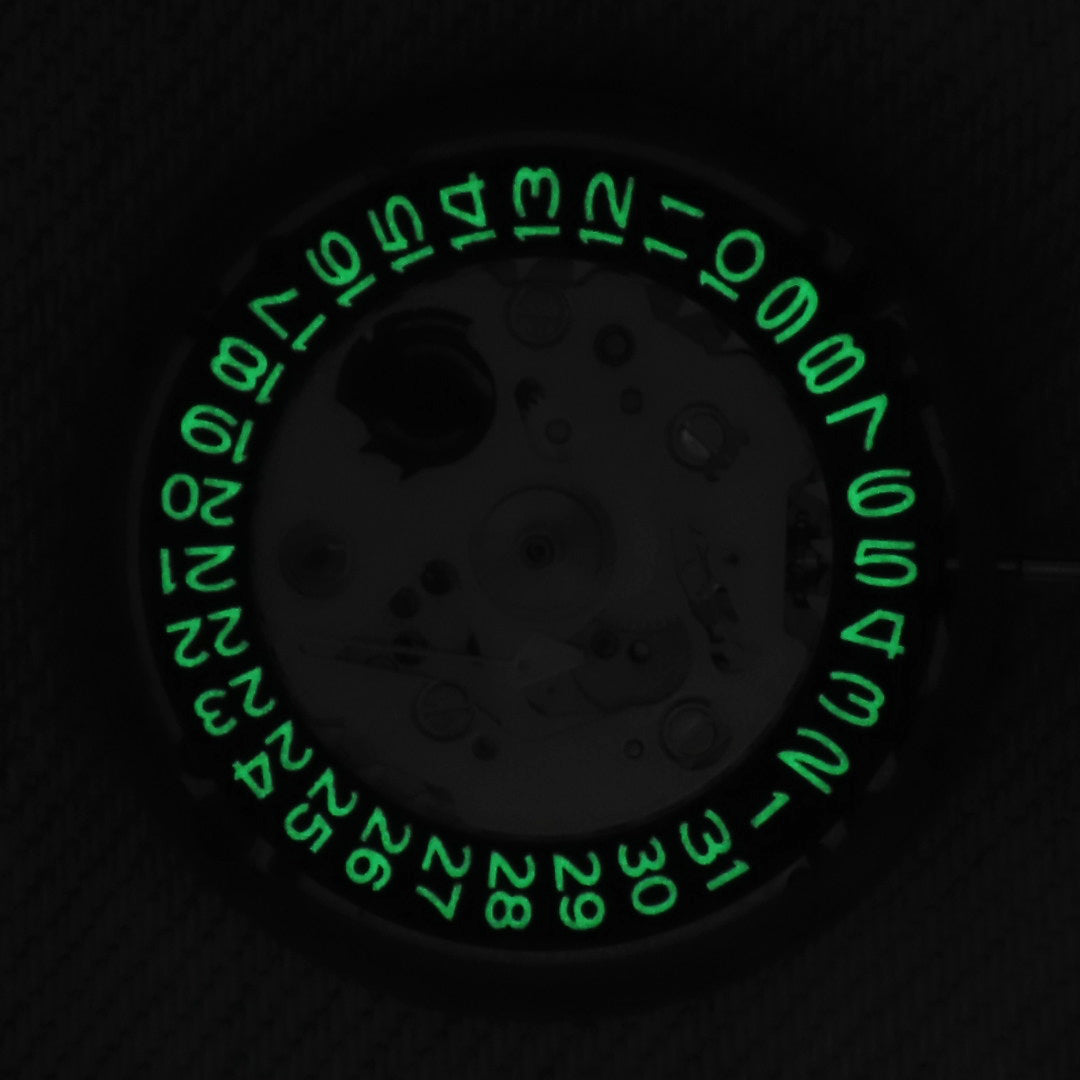 Malaysia Made-Seiko (TMI) NH35 Movement  With Black date wheel C3 Lume