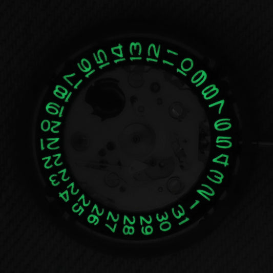 Malaysia Made-Seiko (TMI) NH35 Movement  With Black date wheel C3 Lume