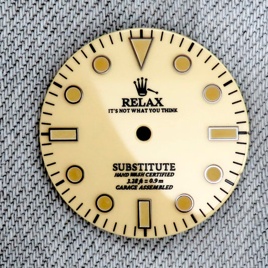 Dial Maker - Cream / khaki Enamel Relax Dial (No Date)