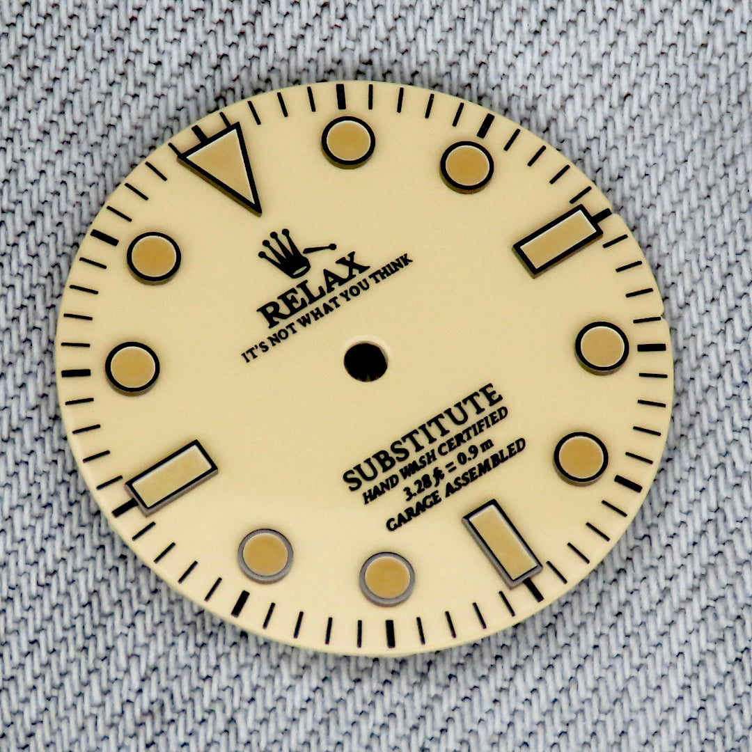 Dial Maker - Cream / khaki Enamel Relax Dial (No Date)