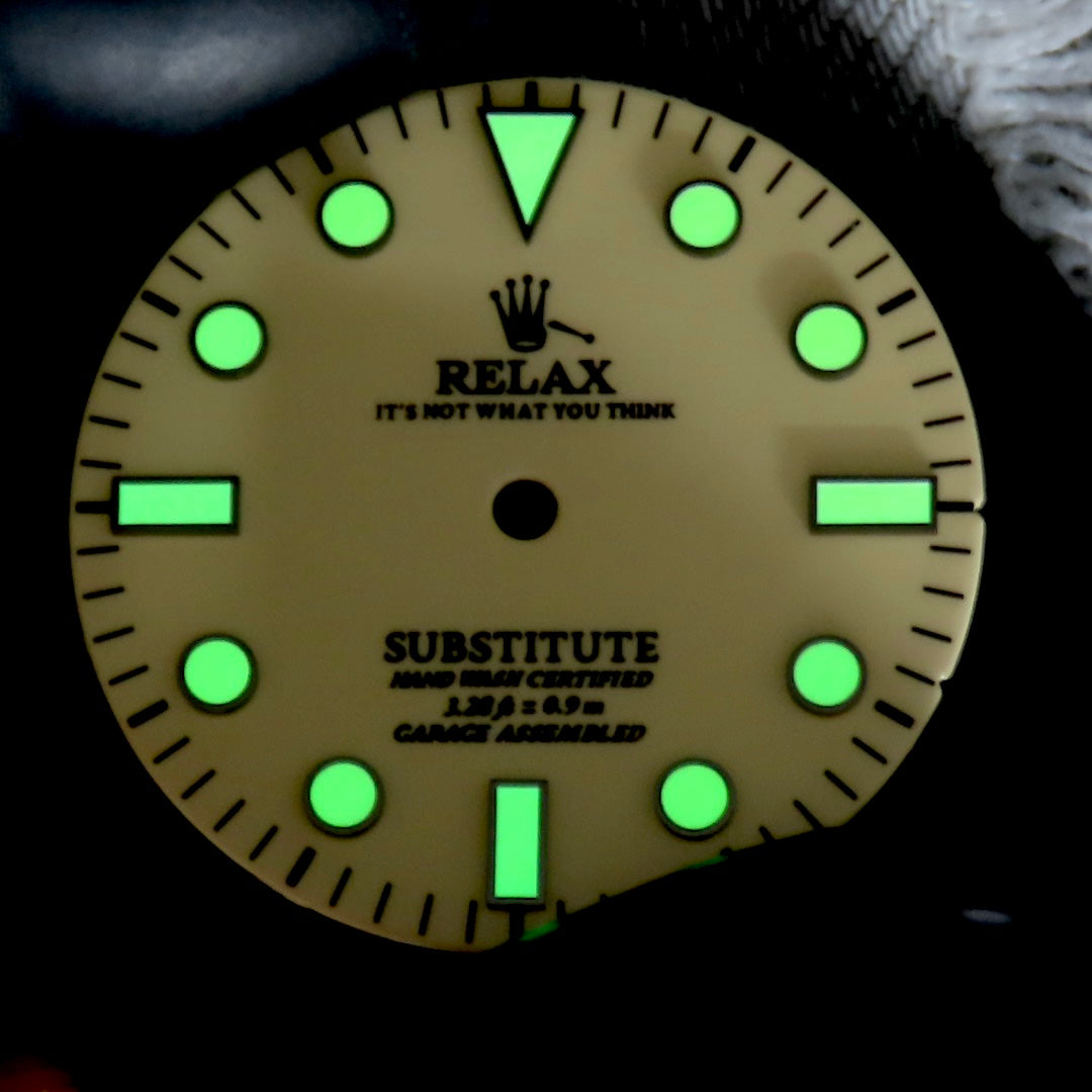 Dial Maker - Cream / khaki Enamel Relax Dial (No Date)