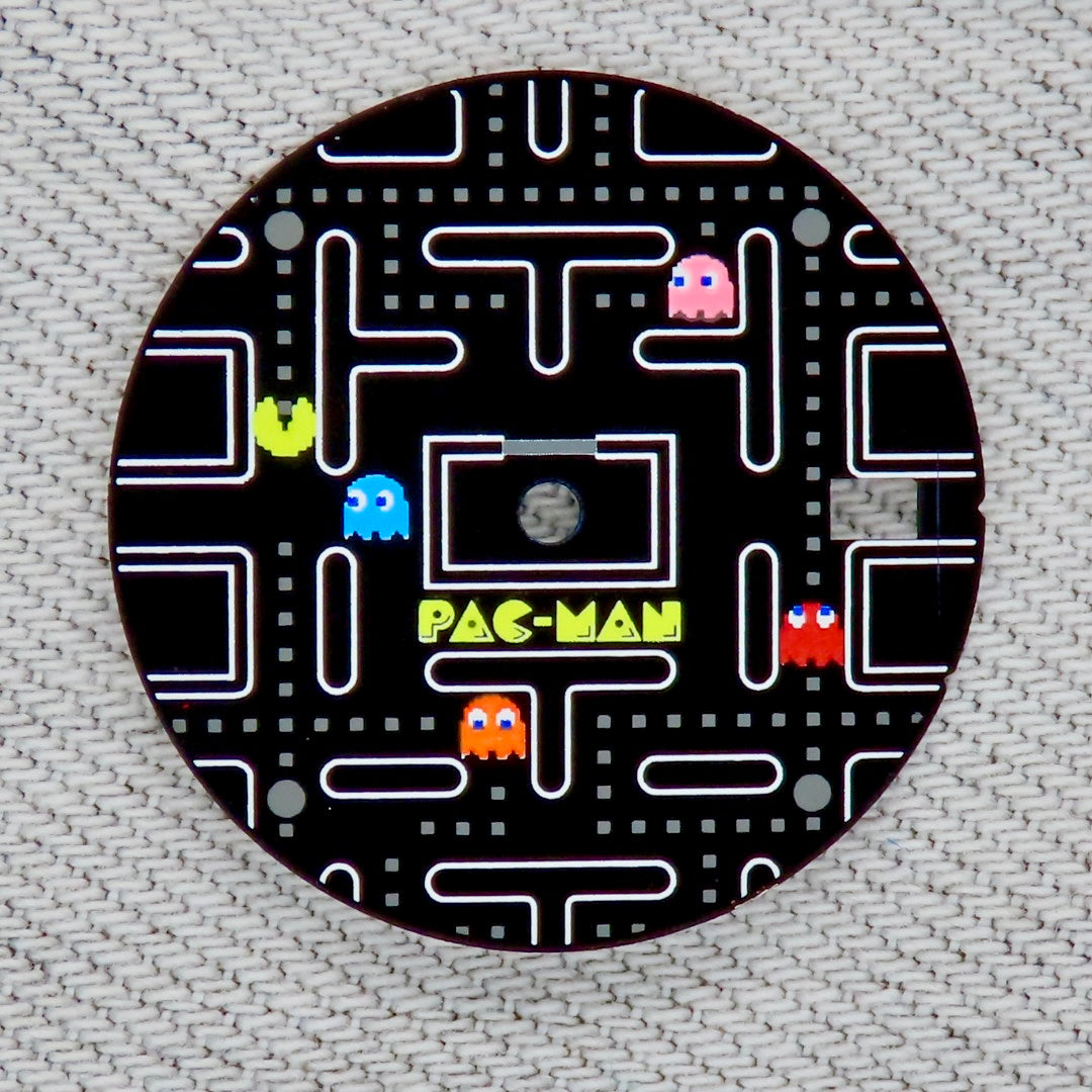 Dial maker - Pac Man Dial Game Dial ,Matte Black with White/Grey (No Lume)