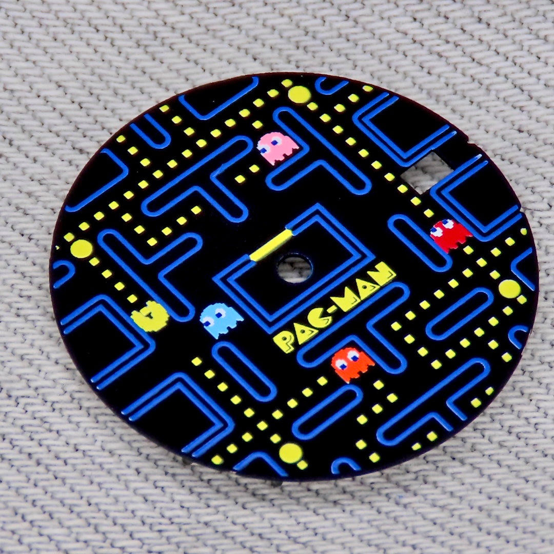 Dial maker - Pac Man Dial Game Dial ,Matte Black with Blue/Yellw (No Lume)