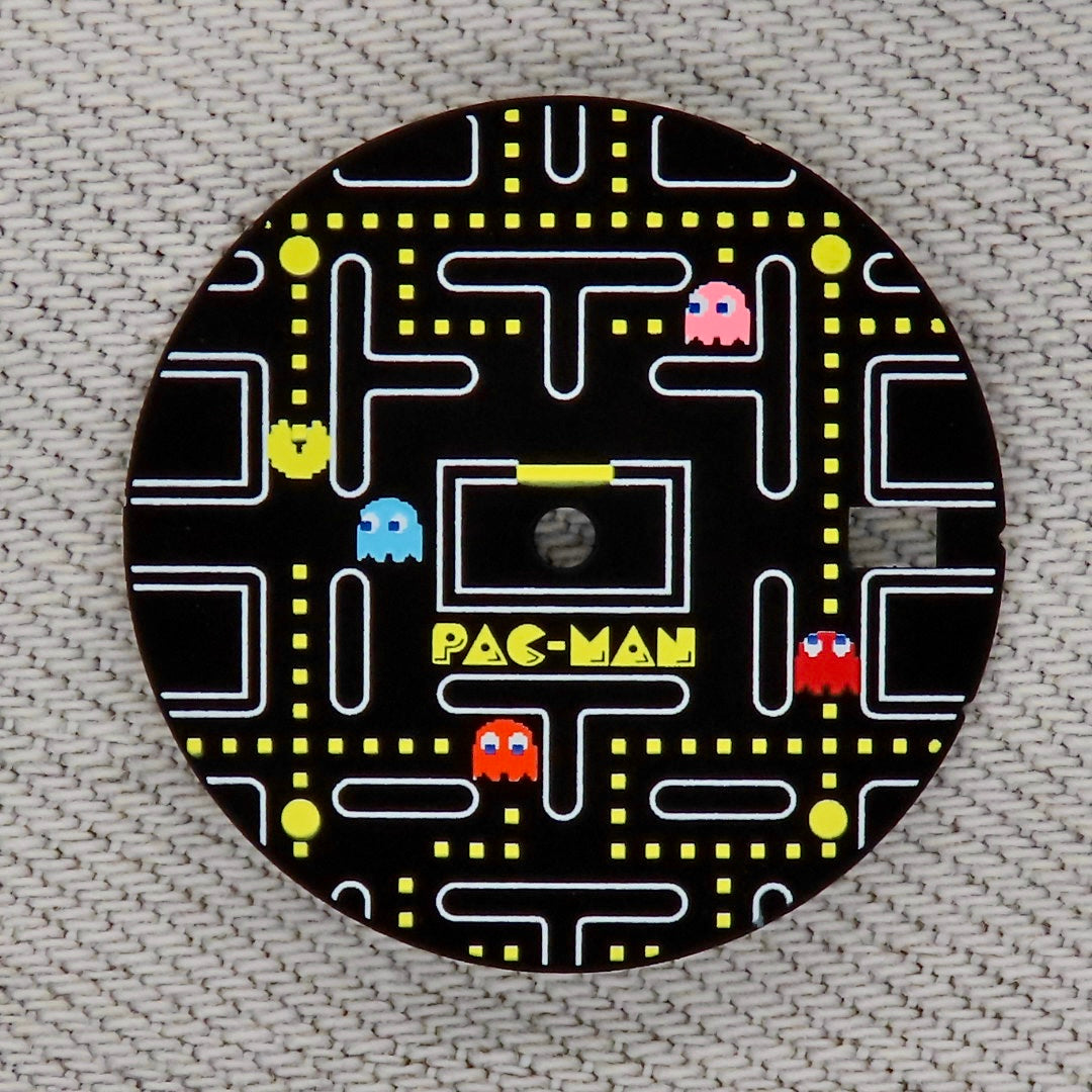 Dial maker - Pac Man Dial Game Dial ,Matte Black with White/Yellw (No Lume)