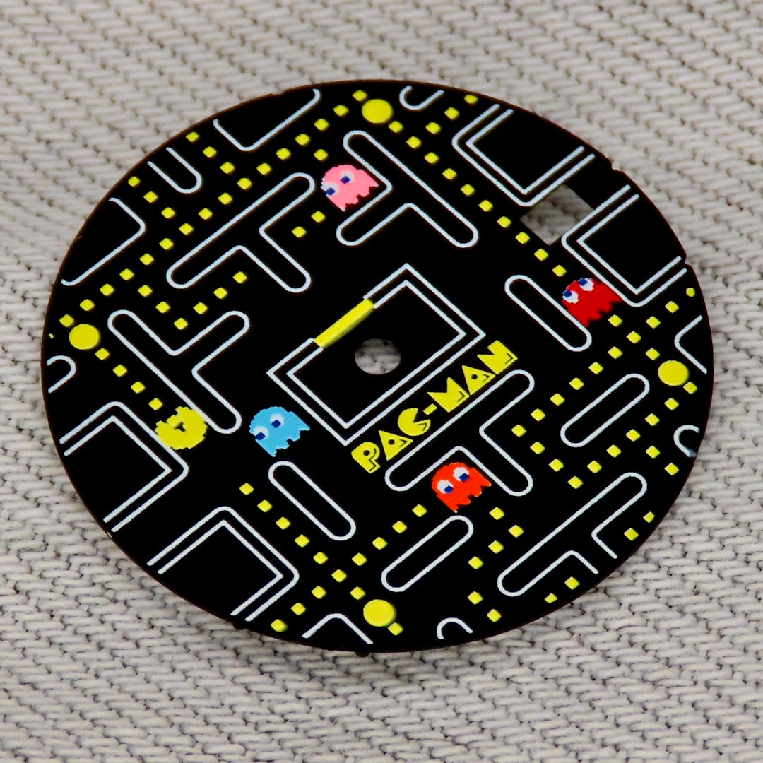 Dial maker - Pac Man Dial Game Dial ,Matte Black with White/Yellw (No Lume)