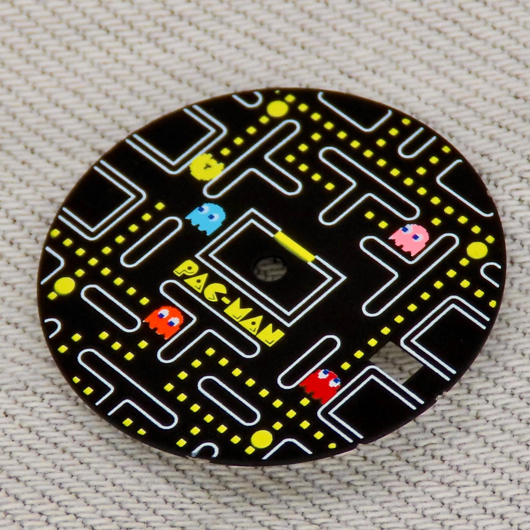 Dial maker - Pac Man Dial Game Dial ,Matte Black with White/Yellw (No Lume)