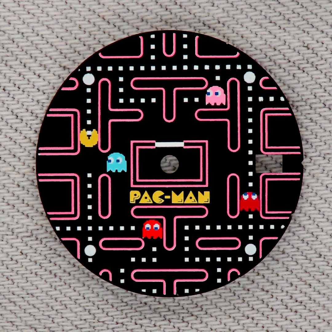 Dial maker - Pac Man Dial Game Dial ,Matte Black with Pink/White (No Lume)